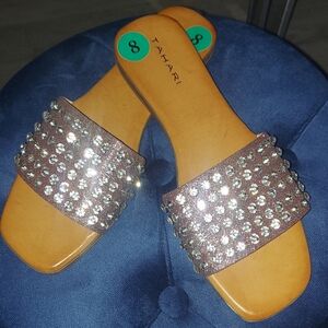 Tahari Brown Sandals with Sparkling Embellishments